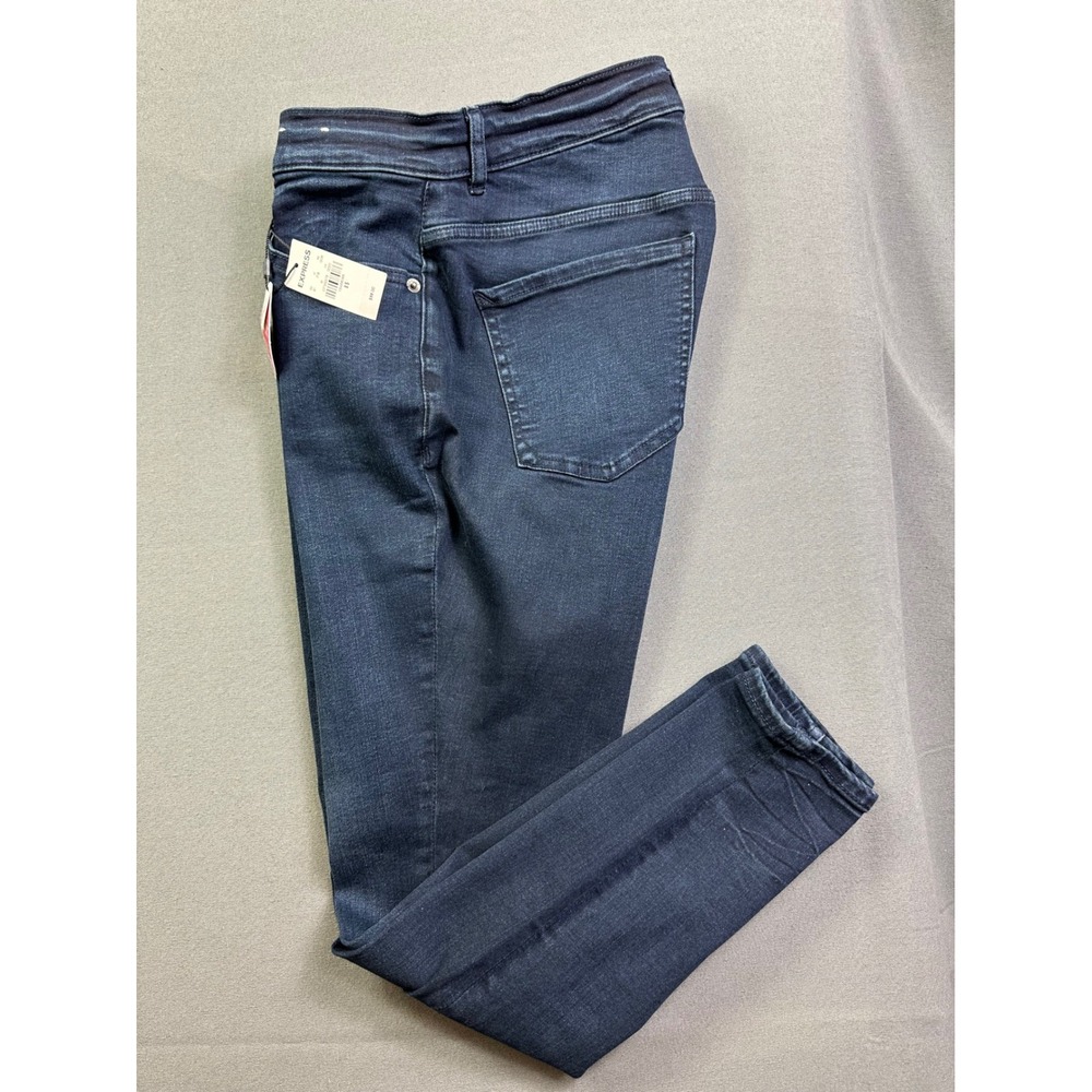 Express Denim Perfect Curves High Waisted Skinny Jeans Dark Wash Indigo Womens